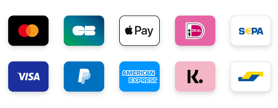 Betaalmethoden: Bancontact, iDEAL, PayPal, Visa, Mastercard